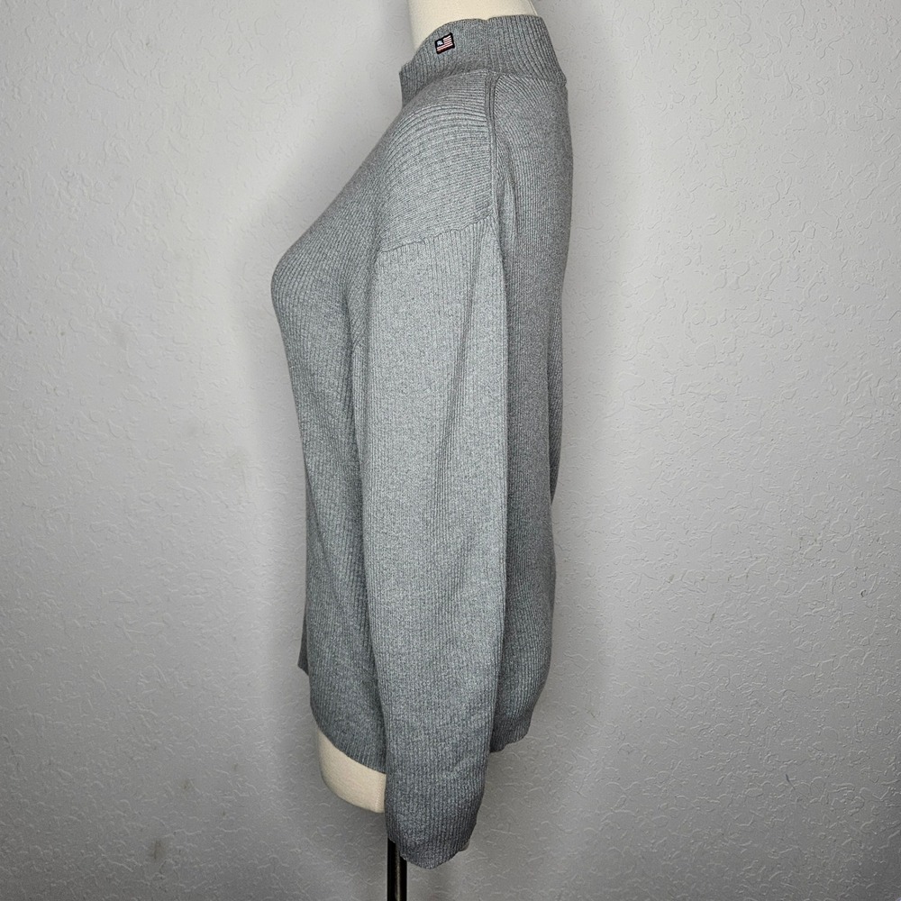 Vintage Ralph Lauren Polo Jeans Co Large Gray Ribbed Cotton Mock Neck Sweater RL - Picture 2 of 6